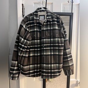 Fleece-lined flannel shacket plaid